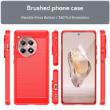 For OnePlus 12R Brushed Texture Carbon Fiber TPU Phone Case(Red)