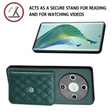 For Honor X9b / Magic6 Lite Rhombic Texture Card Bag RFID Phone Case with Long Lanyard(Green)