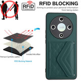 For Honor X9b / Magic6 Lite Rhombic Texture Card Bag RFID Phone Case with Long Lanyard(Green)