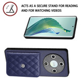 For Honor X9b / Magic6 Lite Rhombic Texture Card Bag RFID Phone Case with Long Lanyard(Dark Purple)