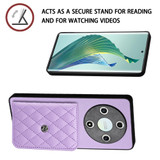 For Honor X9b / Magic6 Lite Rhombic Texture Card Bag RFID Phone Case with Long Lanyard(Light Purple)