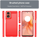 For Motorola Moto G24 Brushed Texture Carbon Fiber TPU Phone Case(Red)