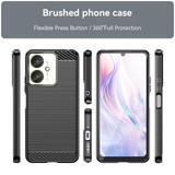 For Xiaomi Poco M6 Carbon Fiber Brushed Texture TPU Phone Case(Black)