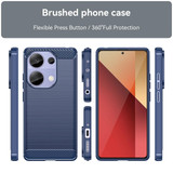 For Xiaomi Redmi Note 13 Pro 4G Carbon Fiber Brushed Texture TPU Phone Case(Blue)