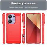 For Xiaomi Redmi Note 13 Pro 4G Carbon Fiber Brushed Texture TPU Phone Case(Red)