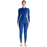 DIVE & SAIL Ladies Summer Thin Wetsuit Breathable Sunscreen Long Sleeve Quick Dry Swimsuit, Size: XXL(Navy Blue)