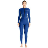 DIVE & SAIL Ladies Summer Thin Wetsuit Breathable Sunscreen Long Sleeve Quick Dry Swimsuit, Size: L(Navy Blue)