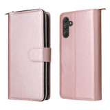 For Samsung Galaxy A55 9-Card Slots Zipper Wallet Bag Leather Phone Case(Rose Gold)