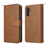 For Samsung Galaxy A25 9-Card Slots Zipper Wallet Bag Leather Phone Case(Brown)