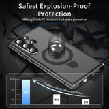 For Samsung Galaxy S23 Ultra 5G Magnetic HD Frosted Tempered Glass Holder Phone Case(Black)