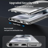 For Samsung Galaxy S23 Ultra 5G Magnetic HD Frosted Tempered Glass Holder Phone Case(Silver)