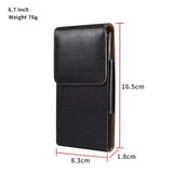  6.7 Inch  Men Vertical Mobile Phone Waist Bag Litchi Pattern Back Clip Buckle Belt Leather Case