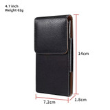  4.7 Inch  Men Vertical Mobile Phone Waist Bag Litchi Pattern Back Clip Buckle Belt Leather Case