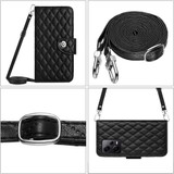 For Xiaomi Redmi Note 12 Pro+ 5G Global Rhombic Texture Flip Leather Phone Case with Long Lanyard(Black)