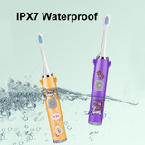 USB Charging Fully Automatic Ultrasonic Cartoon Children Electric Toothbrush, Color: White with 6 Heads