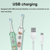 USB Charging Fully Automatic Ultrasonic Cartoon Children Electric Toothbrush, Color: White with 6 Heads