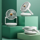 Rotatable LED Night Light Desktop Folding Fan Portable Silent Wall Fan, Size: Plug-in Model(Green)