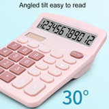12-Digit Large Screen Solar Dual Power Calculator Student Exam Accounting Office Supplies(Blue)