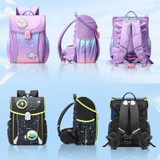 Bopai 66-0162 Large-capacity Cartoon Burden-reducing Waterproof Student Schoolbag(Light Purple)