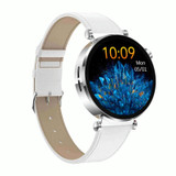 ET490 1.27 inch IP68 Waterproof Leather Strap Smart Watch, Support ECG(White)