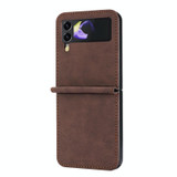 For Samsung Galaxy Z Flip4 5G DF-05 Business Solid Color Magnetic RFID Anti-theft Phone Case(Brown)