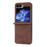 For Samsung Galaxy Z Flip5 5G DF-05 Business Solid Color Magnetic RFID Anti-theft Phone Case(Brown)