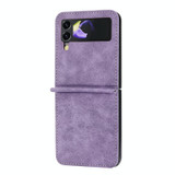 For Samsung Galaxy Z Flip4 5G DF-05 Business Solid Color Magnetic RFID Anti-theft Phone Case(Purple)