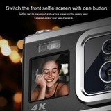 4K HD Optical Dual Lens Digital Camera 50MP Dual Screen Selfie Camera, No Memory(Silver)