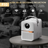 GXMO P10 Android 10 OS HD Portable WiFi Projector, Plug Type:UK Plug(White)