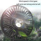Car Clip-On Rechargeable Electric Oscillating Head Fan With Light(Black)