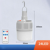 Rechargeable LED Solar Bulb Light Waterproof Night Market Stall Energy Saving Lamp, Model: 24LED Remote Control