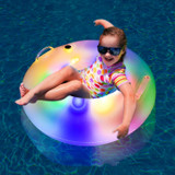 Children 56cm Inflatable Swimming Rings With Colorful Led Lights