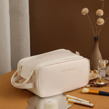 U-shaped Opening PU Leather Travel Cosmetic Bag Large Capacity Toiletries Storage Bag, Color: White