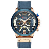 CURREN M8329 Casual Sport Leather Watch for Men(Rose blue)