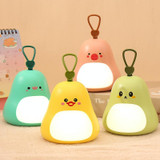 Cartoon LED Portable Night Light USB Rechargeable Plug-in Bedroom Bedside Lamp(Avocado)
