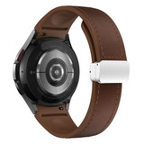 For Samsung Galaxy Watch 6 Magnetic Silver Buckle Leather Silicone Watch Band(Dark Brown)