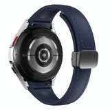 For Samsung Galaxy Watch 6 Slim Magnetic Black Buckle Leather Silicone Watch Band(Midnight Blue)