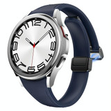 For Samsung Galaxy Watch 6 Slim Magnetic Black Buckle Leather Silicone Watch Band(Midnight Blue)