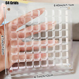 64 Grids Acrylic Magnetic Seashell Storage Display Box Beads Jewelry Nail Art Storage Box