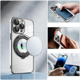 For iPhone 11 Pro Electroplating MagSafe 360 Degree Rotation Holder Shockproof Phone Case(Dark Purple)