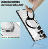 For Samsung Galaxy S23+ Electroplating MagSafe 360 Degree Rotation Holder Shockproof Phone Case(Silver)