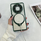 For Huawei Mate 40 Electroplating MagSafe 360 Degree Rotation Holder Shockproof Phone Case(Dark Green)