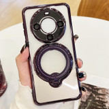 For Huawei Mate 60 Electroplating MagSafe 360 Degree Rotation Holder Shockproof Phone Case(Dark Purple)