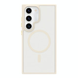 For Samsung Galaxy S23 5G Metal Button Skin Feel Matte MagSafe Shockproof Phone Case(White)