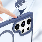 For Samsung Galaxy S22 Ultra 5G Metal Button Skin Feel Matte MagSafe Shockproof Phone Case(Purple)