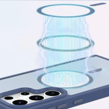 For Samsung Galaxy S23 Ultra 5G Metal Button Skin Feel Matte MagSafe Shockproof Phone Case(Dark Blue)