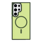 For Samsung Galaxy S22 Ultra 5G Metal Button Skin Feel Matte MagSafe Shockproof Phone Case(Green)