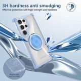 For Samsung Galaxy S23 Ultra 5G Gold Shield CD Pattern MagSafe Magnetic Phone Case with Rotating Stand(Transparent Blue)