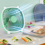 Rechargeable Table Fan With Reading LED Light  3 Wind Speed Adjustment(Green)