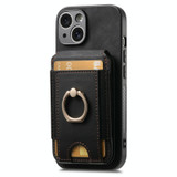For iPhone 14 Plus Retro Splitable Magnetic Stand Card Bag Leather Phone Case(Black)